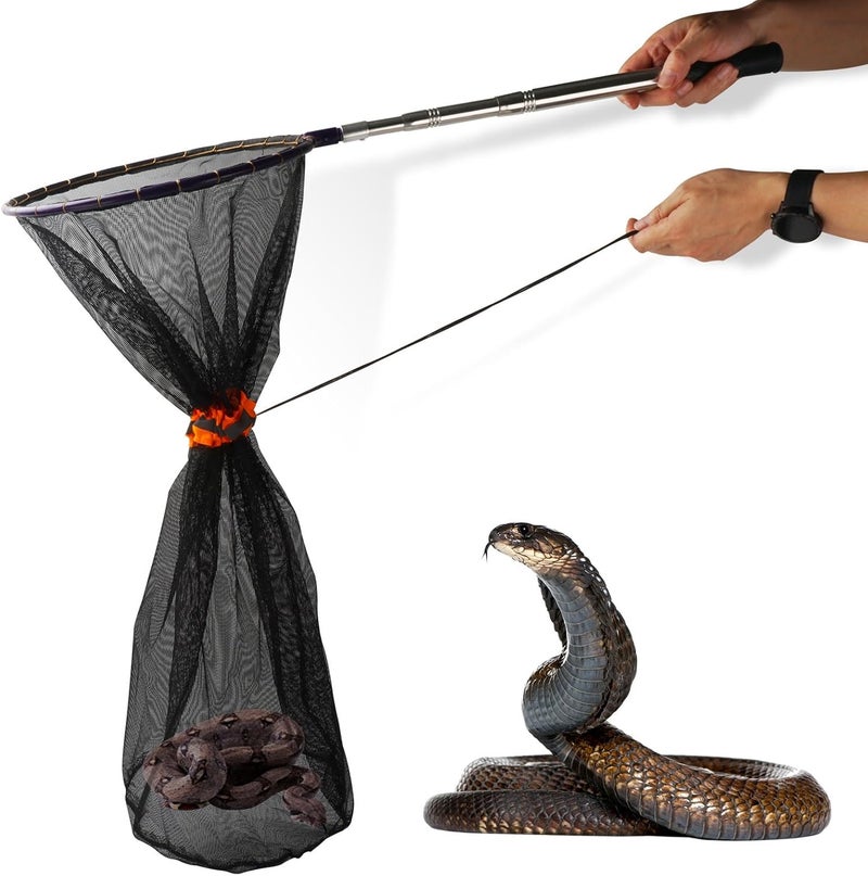 Smarkey Snake Catcher Net, Rattlesnake Grabber Hnadling Tool, Reptile Catch Telescopic Pole Stick, Rattle Snake Removing and Catching Picker with 12" Ring, Extends to 40 Inches - Image 1